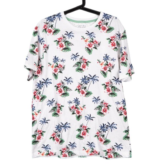Cactus Man Ricky Singh TShirt L Mens NEW Tropical White Hibiscus Hawaiian Cotton - Picture 1 of 7